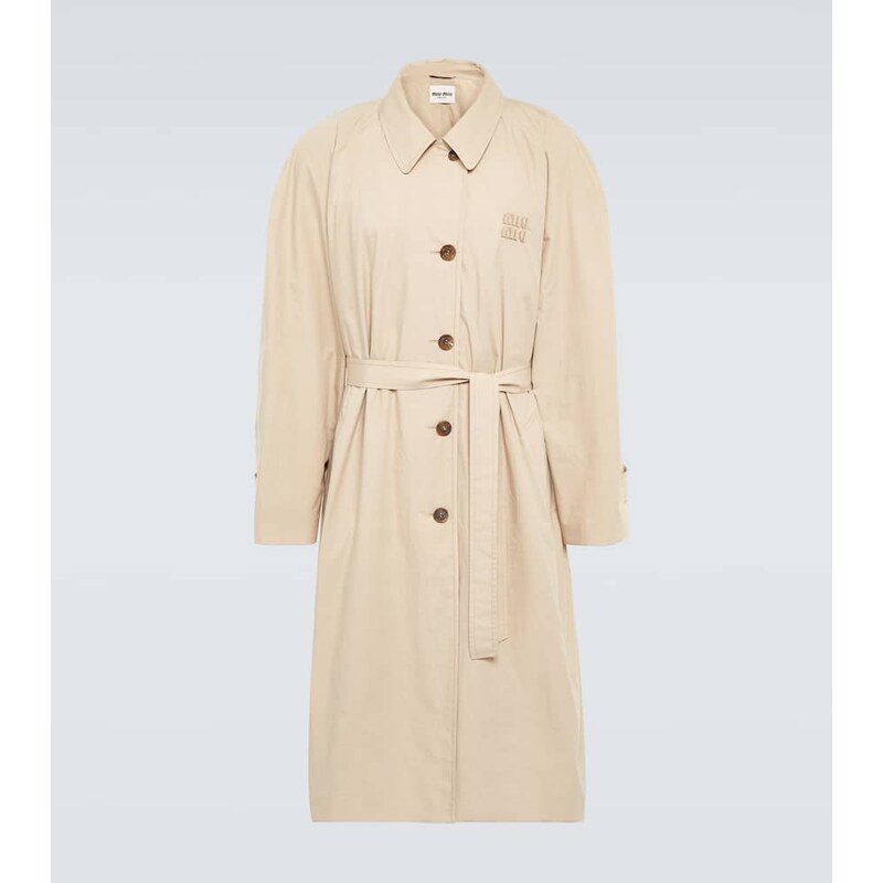 Miu Miu Logo cotton gabardine trench coat 67949973