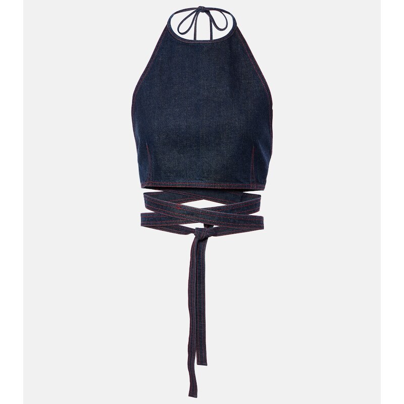 Alaia Alaïa Halterneck denim crop top 68208141