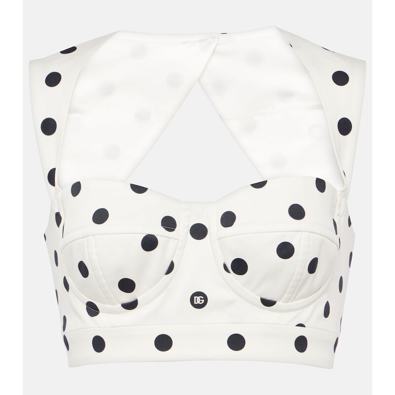 Dolce&Gabbana Polka-dot cotton-blend drill crop top 68334299