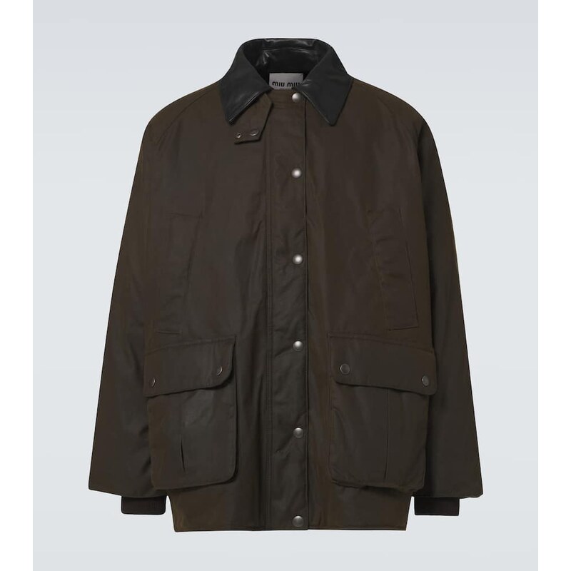 Miu Miu Leather-trimmed cotton canvas blouson 68231280