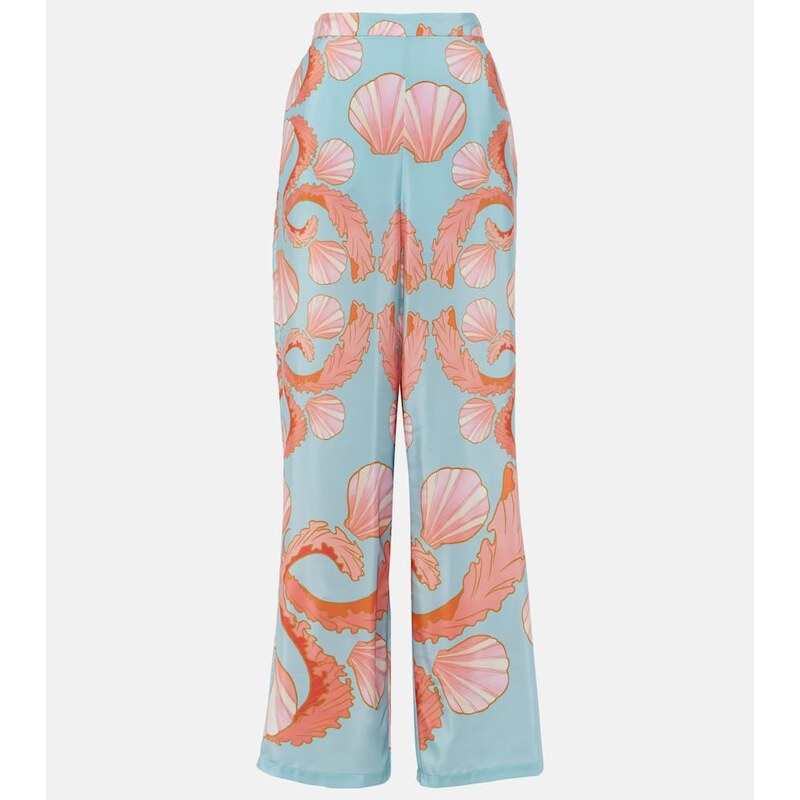Adriana Degreas Printed high-rise silk wide-leg pants 68043232