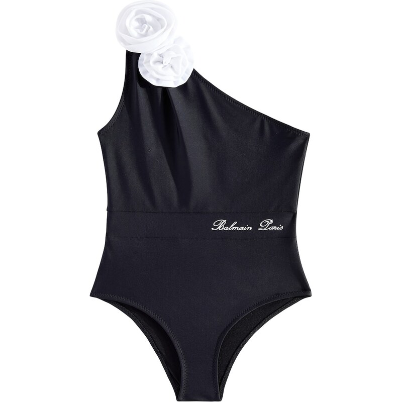 Balmain Kids Floral-appliquÃ one-shoulder swimsuit 68191166