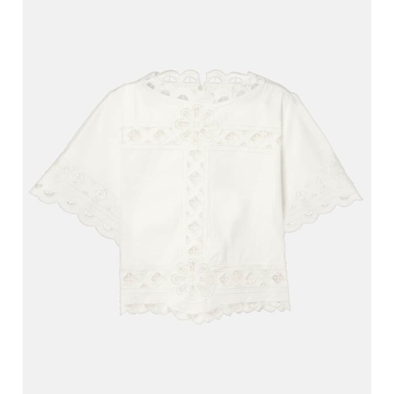 Isabel Marant Parissa embroidered cotton crop top 68138172