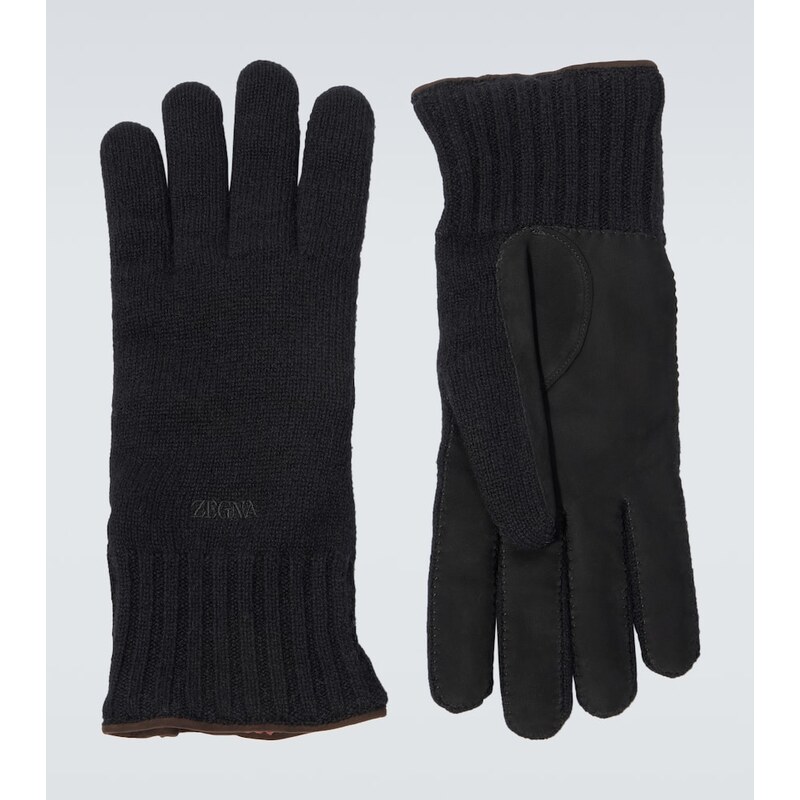 Zegna Leather-trimmed cashmere gloves 68275789