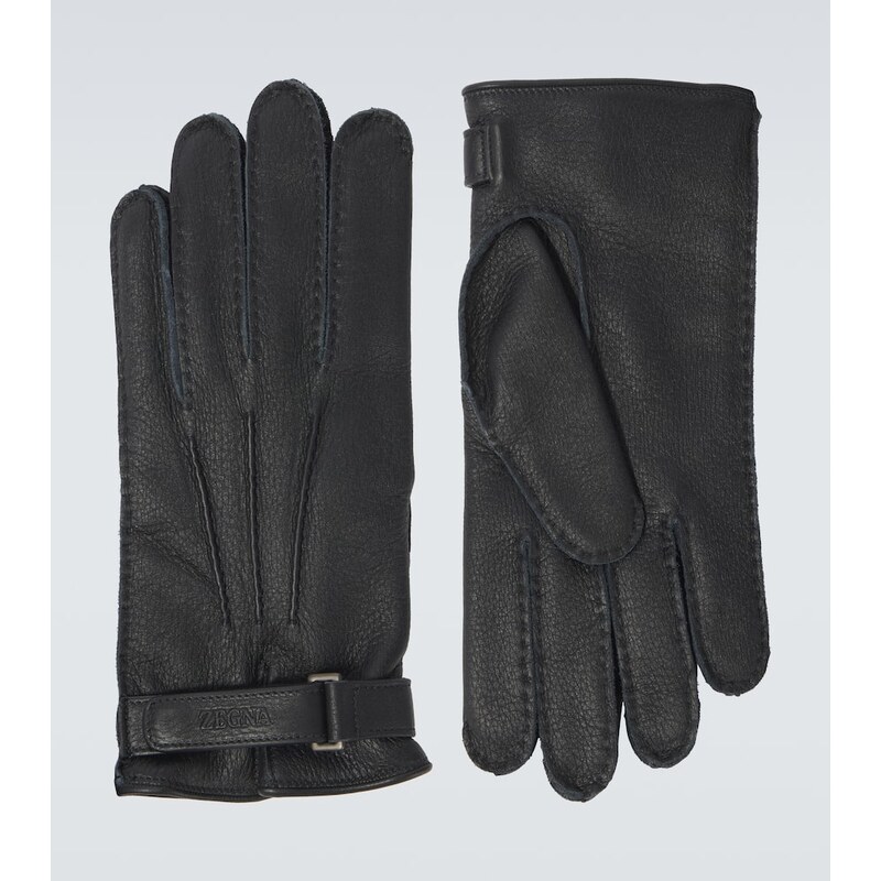 Zegna Embossed leather gloves 68317012