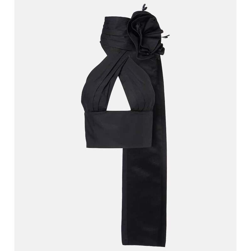 Area Floral-appliquà halterneck cotton poplin top 67971454