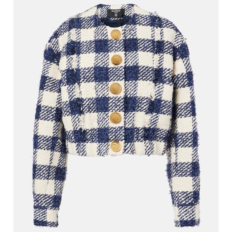 Balmain Checked tweed jacket 67992200