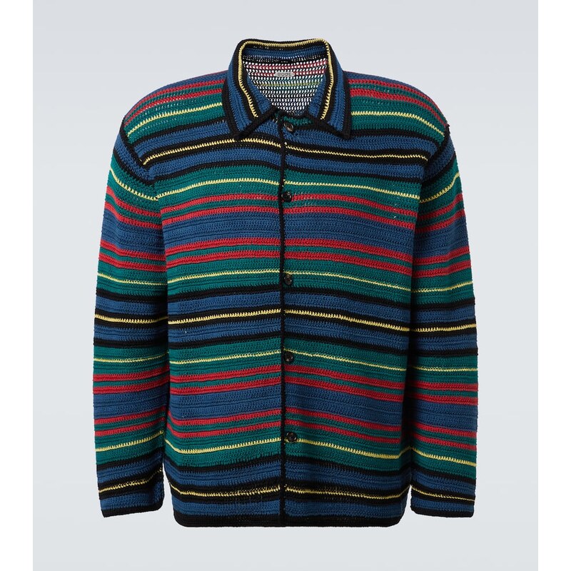 Bode Riverbank crochet striped cotton shirt 68070859