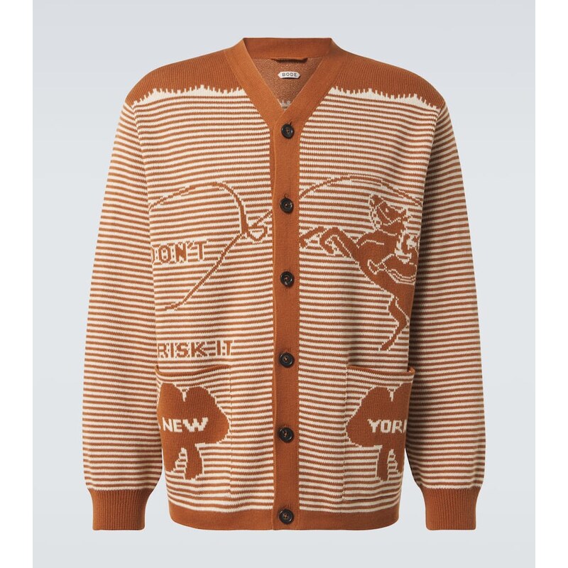 Bode Buckaroo striped cotton cardigan 68013486