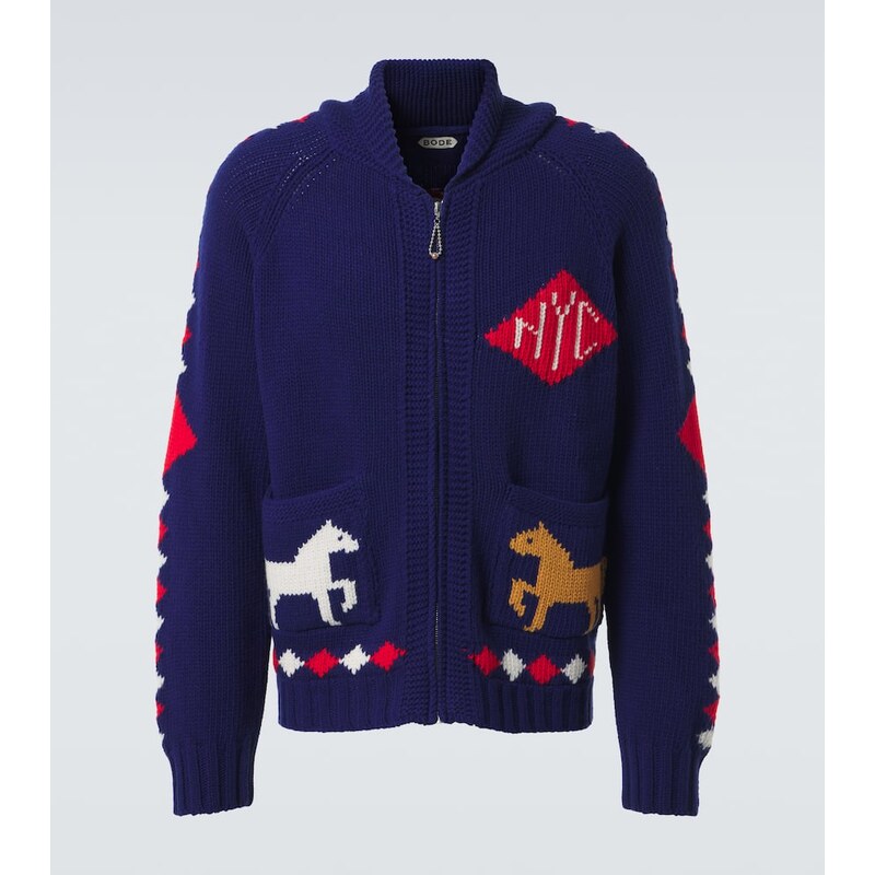 Bode Diamond Corral wool zip-up cardigan 68290536