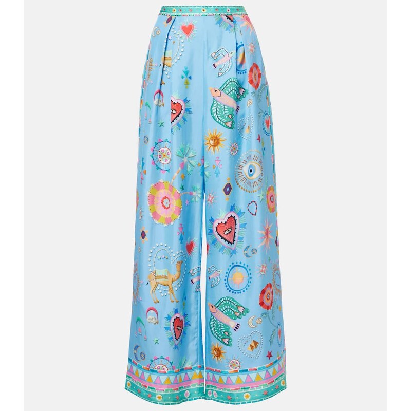 Camilla Embellished printed silk palazzo pants 68147193