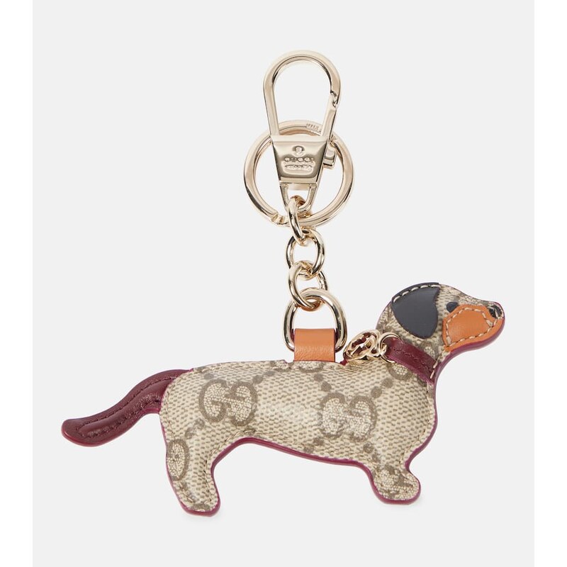 Gucci GG Canvas leather-trimmed keychain 68141465