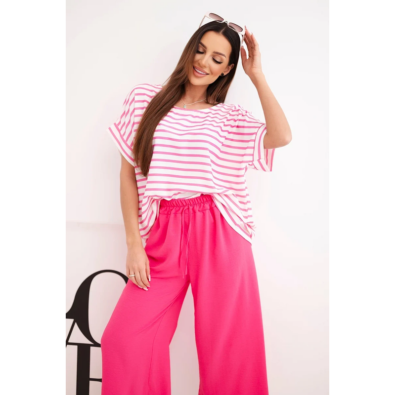 Kesi Dámska súprava z viskózy s tričkom a širokými nohavicami 67605643