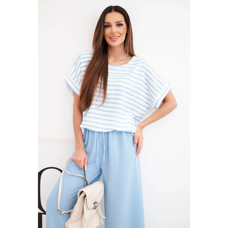 Kesi Dámska súprava z viskózy s tričkom a širokými nohavicami 67661902