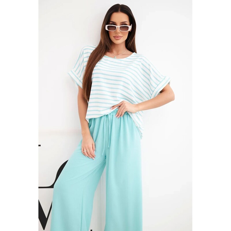 Kesi Dámska súprava z viskózy s tričkom a širokými nohavicami 67661903