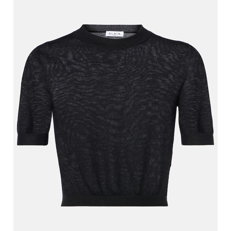 Alaia AlaÃ¯a Cropped cashmere top 68075522