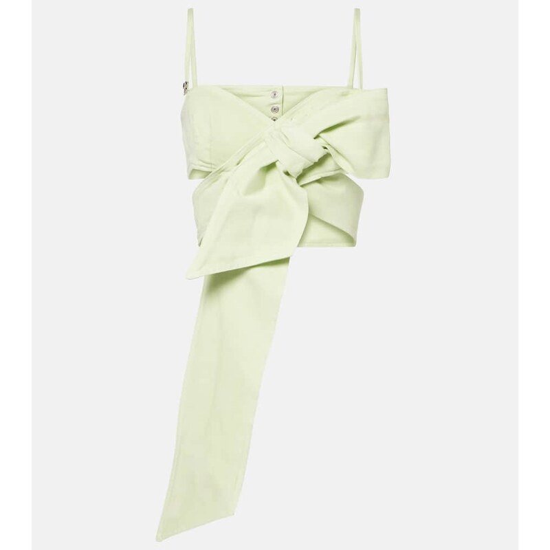 Blumarine Bow-detail denim top 68185843