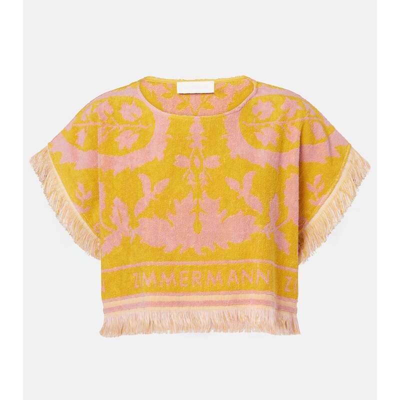 Zimmermann Wylie fringed cotton terry crop top 68254969