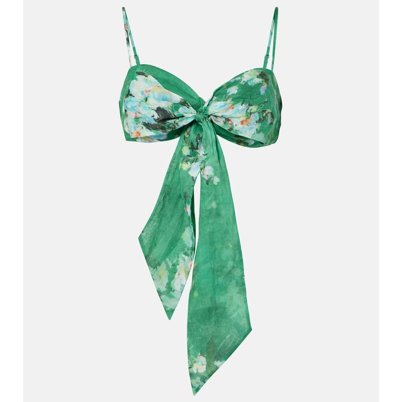 Zimmermann Everley draped bow-detail ramie bralette 68117994