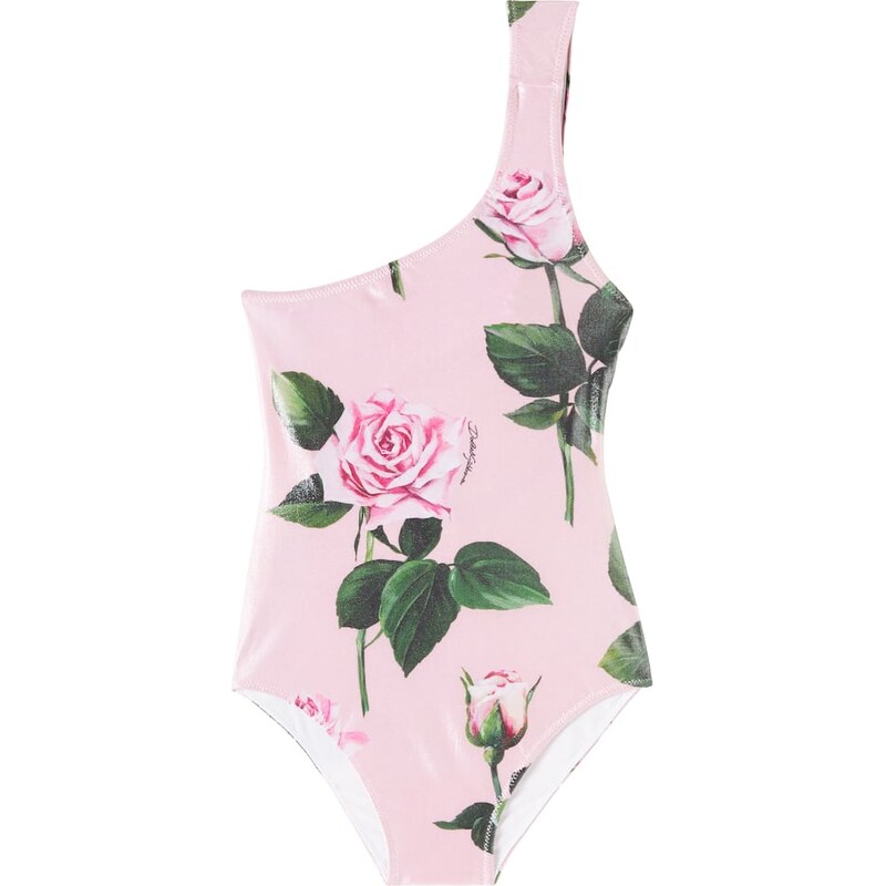 Dolce&Gabbana Kids Floral one-shoulder swimsuit 68054551