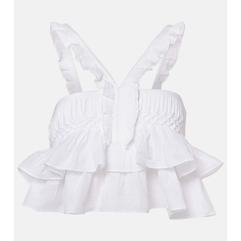 Marant Etoile Daliana ruffled cotton-blend top 67931154