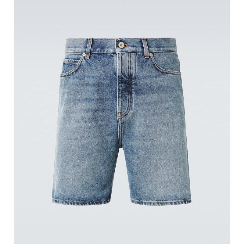 Loewe Leather-trimmed denim shorts 68110560
