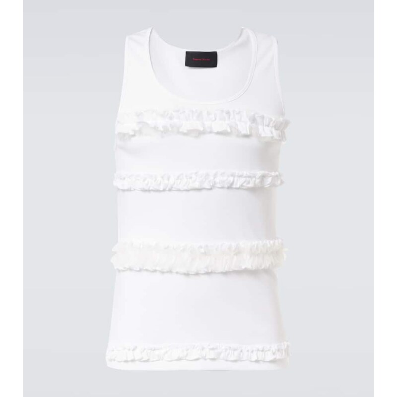 Simone Rocha Ruffled cotton jersey tank top 68195801