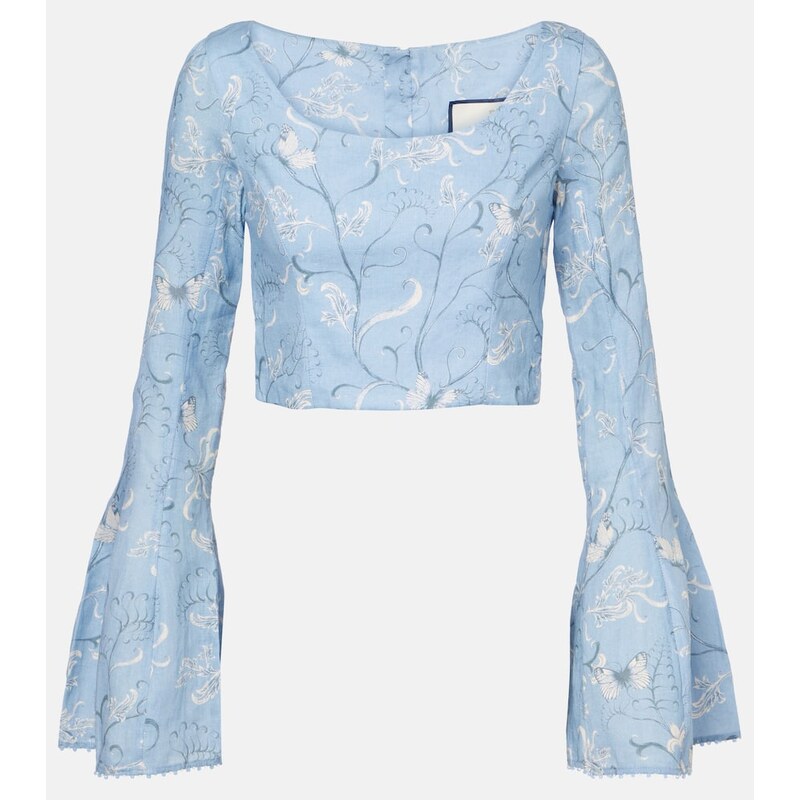 Agua by Agua Bendita Limoncillo Lymanopoda floral linen crop top 67951512