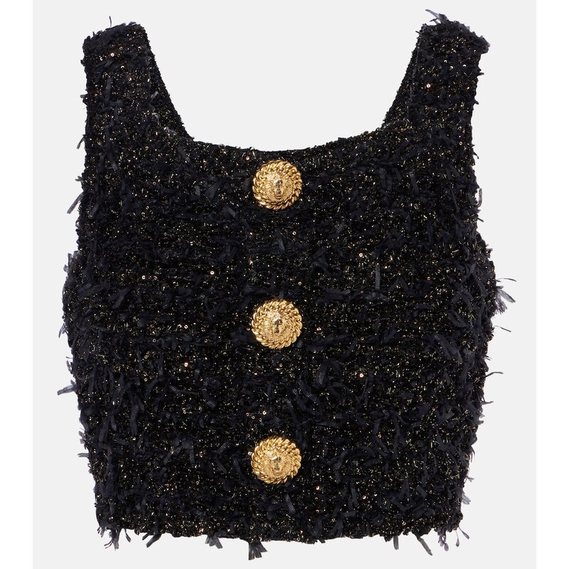 Balmain Lamà tweed crop top 68138418