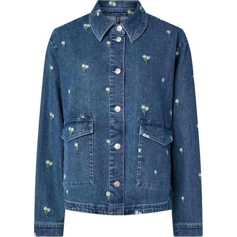 PIECES Blúzka PCFlora modrá denim / žltá / olivová / biela 67619666