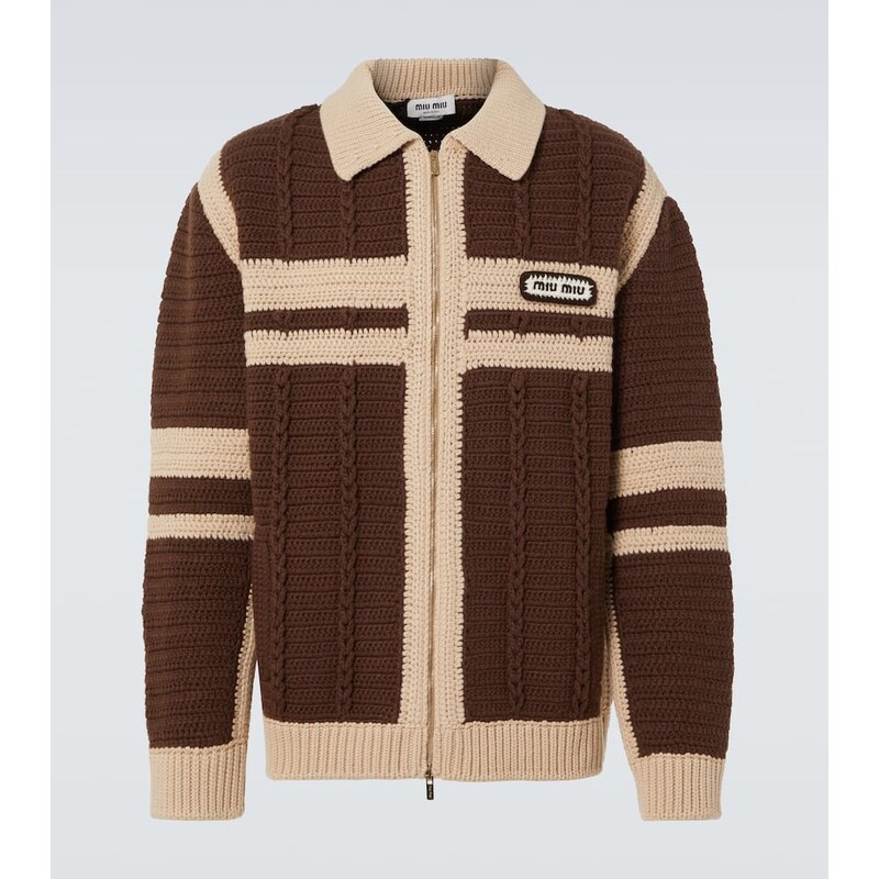 Miu Miu Cable-knit cashmere zip-up sweater 67982252