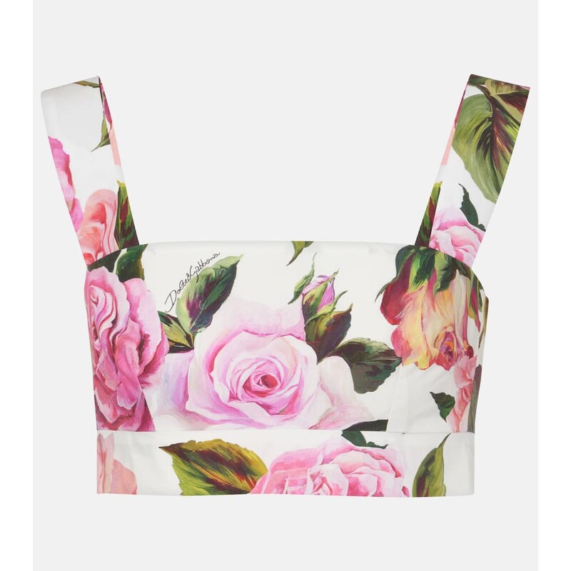Dolce&Gabbana Floral cotton poplin crop top 67982420
