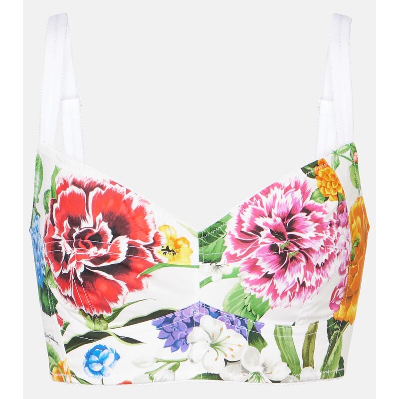 Dolce&Gabbana Floral cotton-blend poplin bra top 68253365