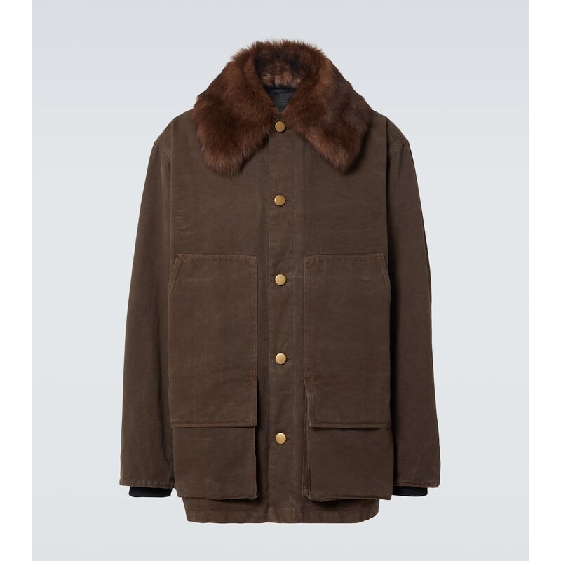 Prada Shearling-trimmed cotton canvas jacket 68155837