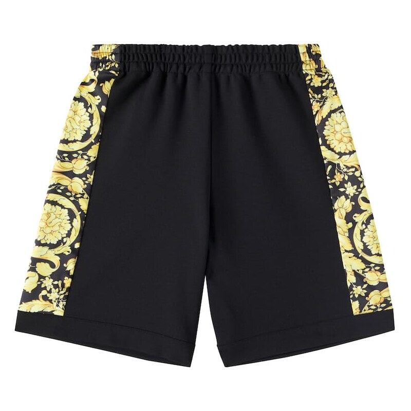 Versace Kids Barocco twill-trimmed jersey shorts 68292822