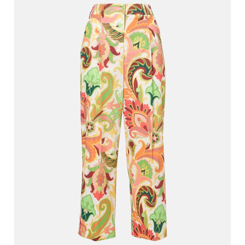 Etro Printed cotton wide-leg pants 68003313
