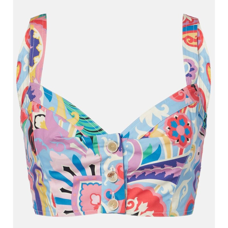 Etro Printed cotton crop top 67931667