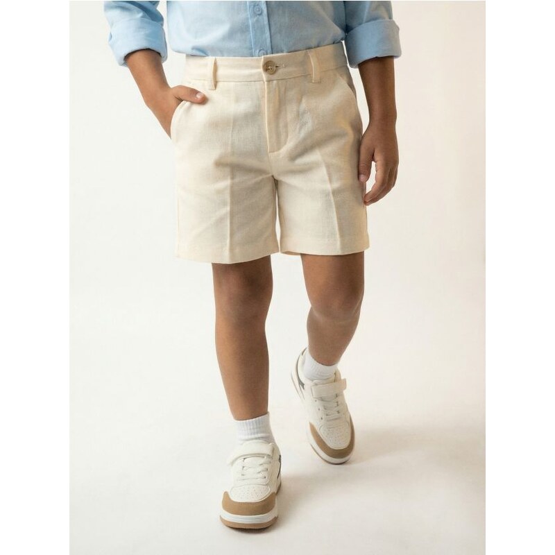Sinsay - Šortky s prímesou viskózy a ľanu - krémová 67595122