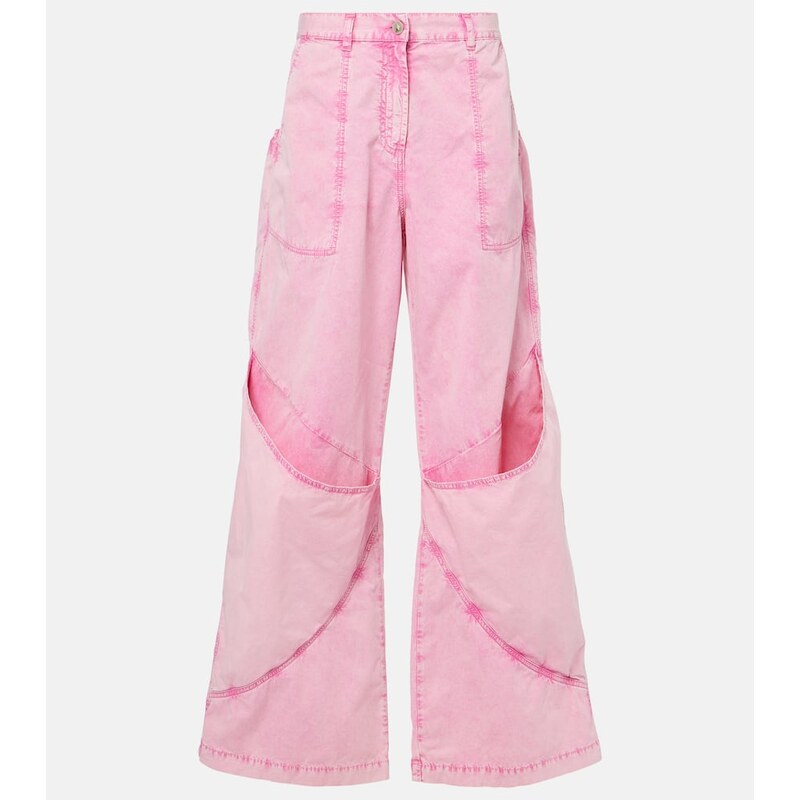 The Attico Mid-rise cotton canvas wide-leg pants 68322243