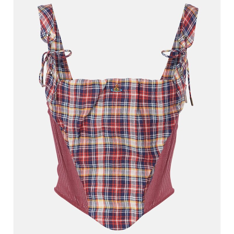 Vivienne Westwood Puppy tartan linen and cotton corset 68379509