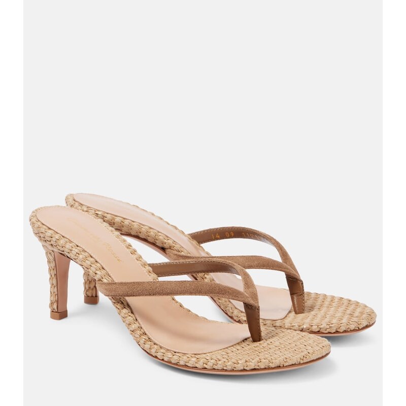 Gianvito Rossi 70 raffia and suede mules 67931598