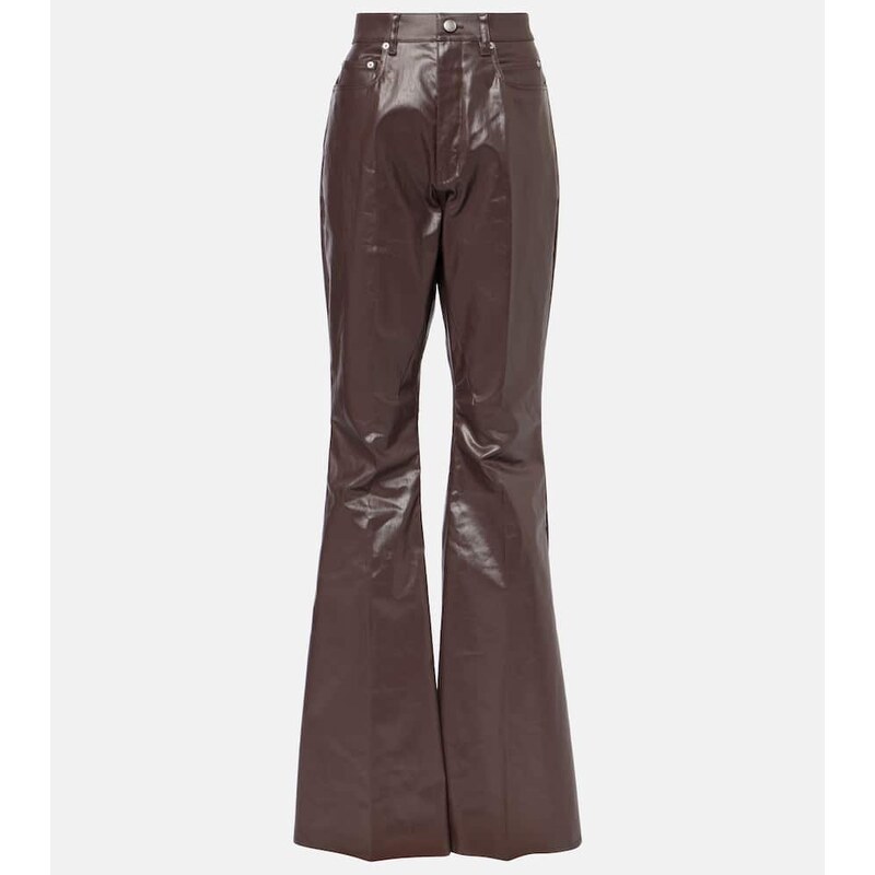 Rick Owens High-rise coated canvas straight pants 67962097