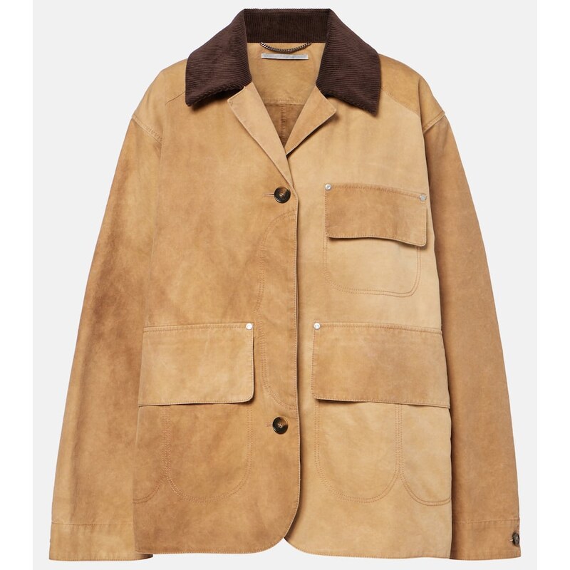 Stella McCartney Corduroy-trimmed cotton field jacket 68183345