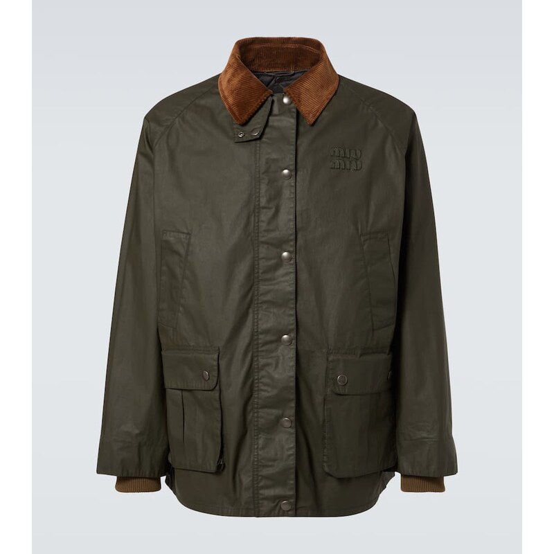 Miu Miu Corduroy-trimmed poplin field jacket 67931403