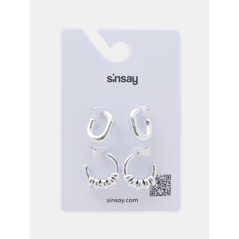 Sinsay - Súprava 2 párov náušníc - strieborná 67704532