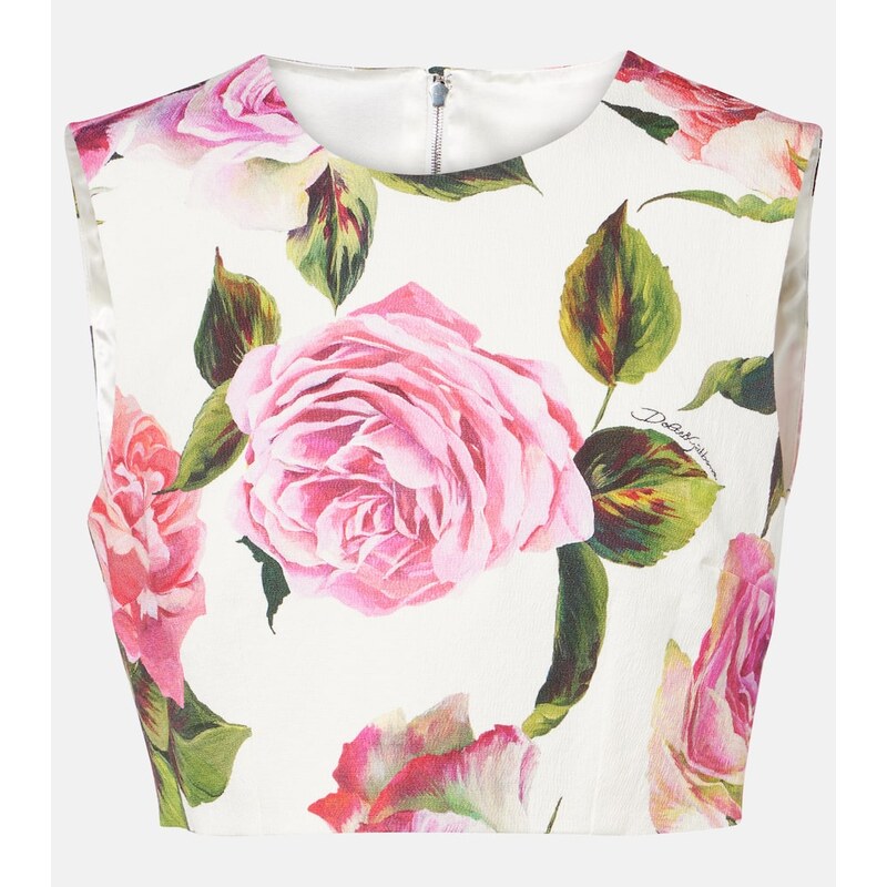 Dolce&Gabbana Floral cotton-blend crop top 68322290