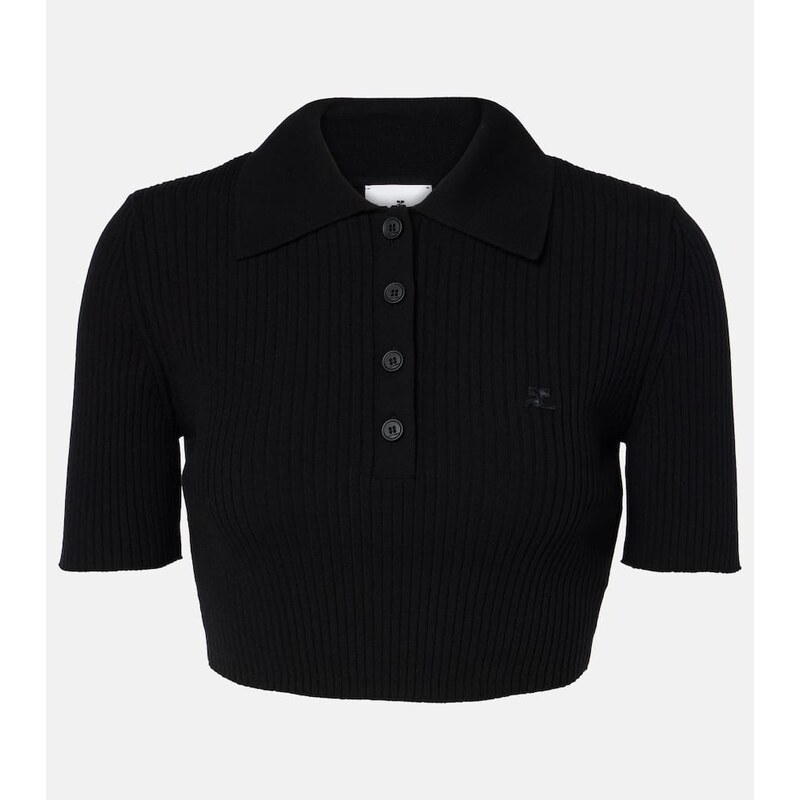 Courreges CourrÃ¨ges Ribbed-knit cropped polo shirt 67952089