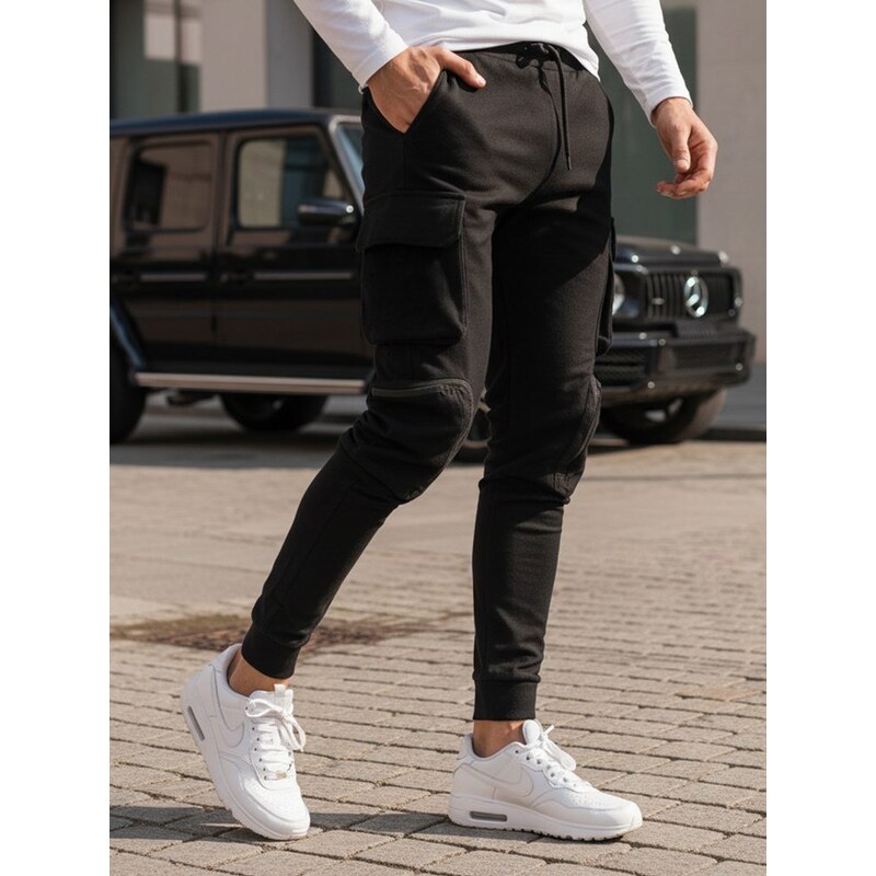 Dstreet Nadčasové čierne joggery s vreckami 50175115