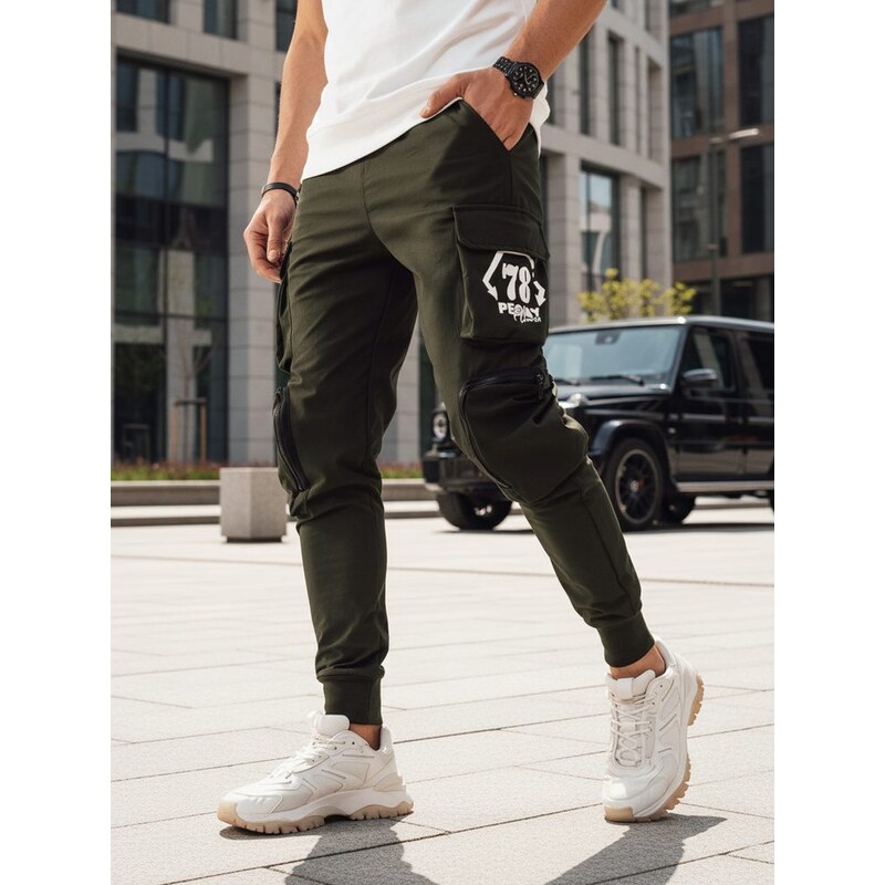 Dstreet Nadčasové zelené joggery s vreckami 50175129