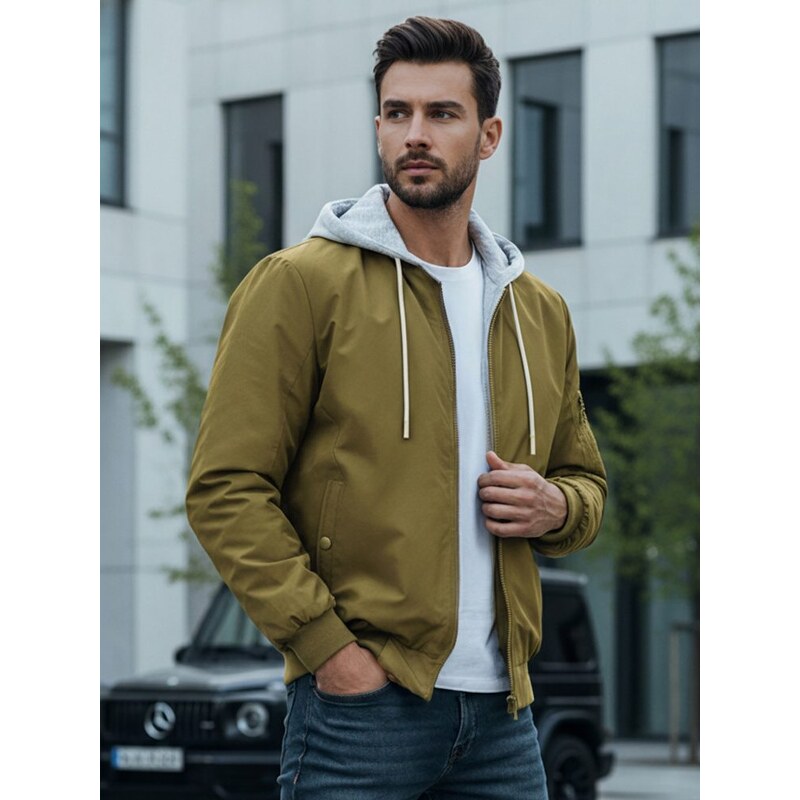 Dstreet Jedinečná zelená bomber bunda s kapucňou 62448736